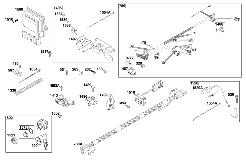 Controls Group Diagram and Parts List for 61G477-0007-J1 400000 - 699999 Briggs and Stratton Engine